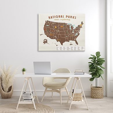 Stupell Home Decor National Parks Map Canvas Wall Art