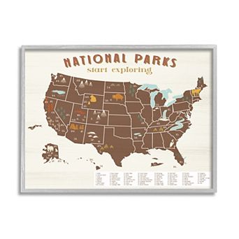 Stupell Home Decor Start Exploring National Parks Map Framed Wall Art