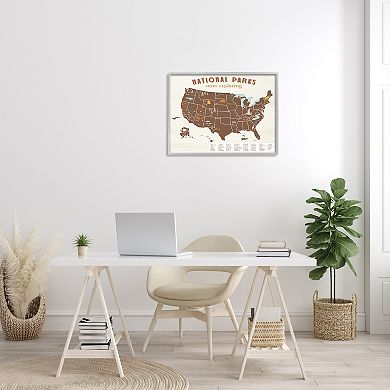 Stupell Home Decor Start Exploring National Parks Map Framed Wall Art