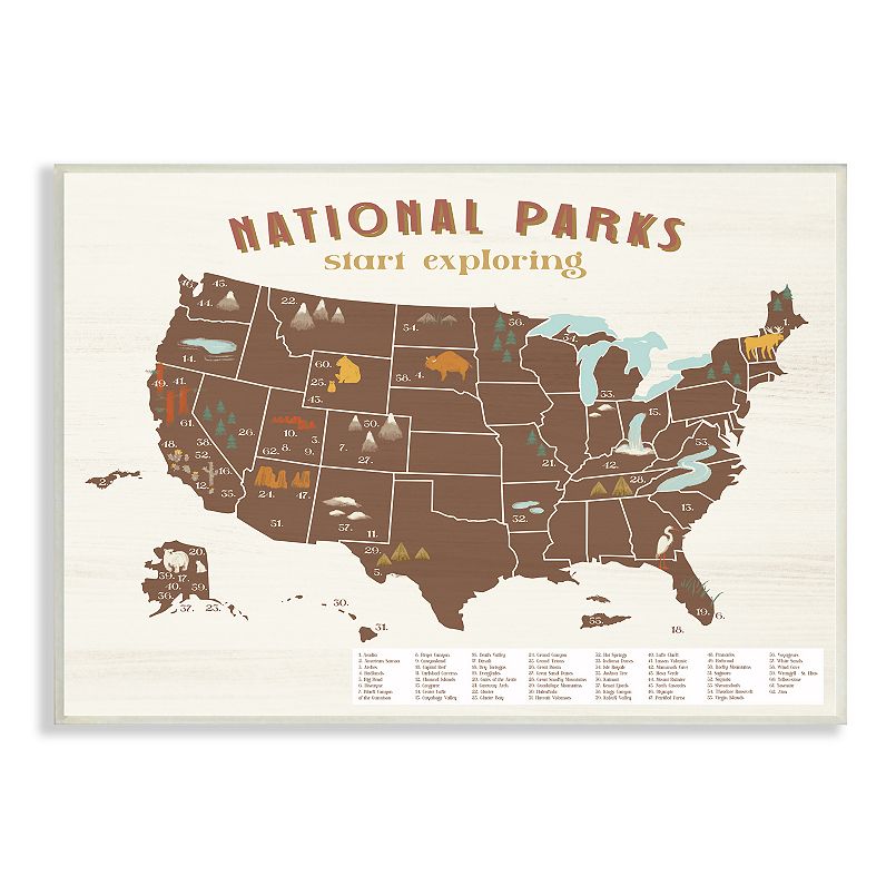 Stupell Home Decor National Parks Map Plaque Wall Art