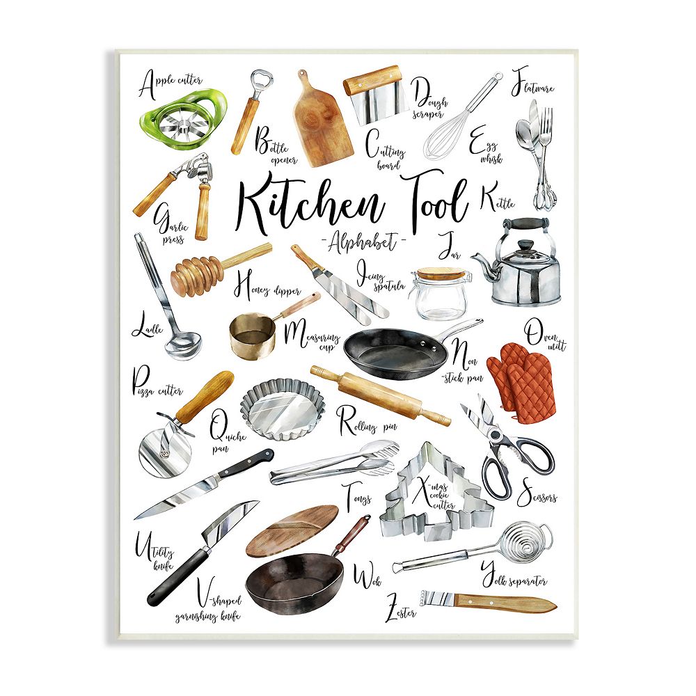 Stupell Home Decor Kitchen Tool Alphabet Plaque Wall Art