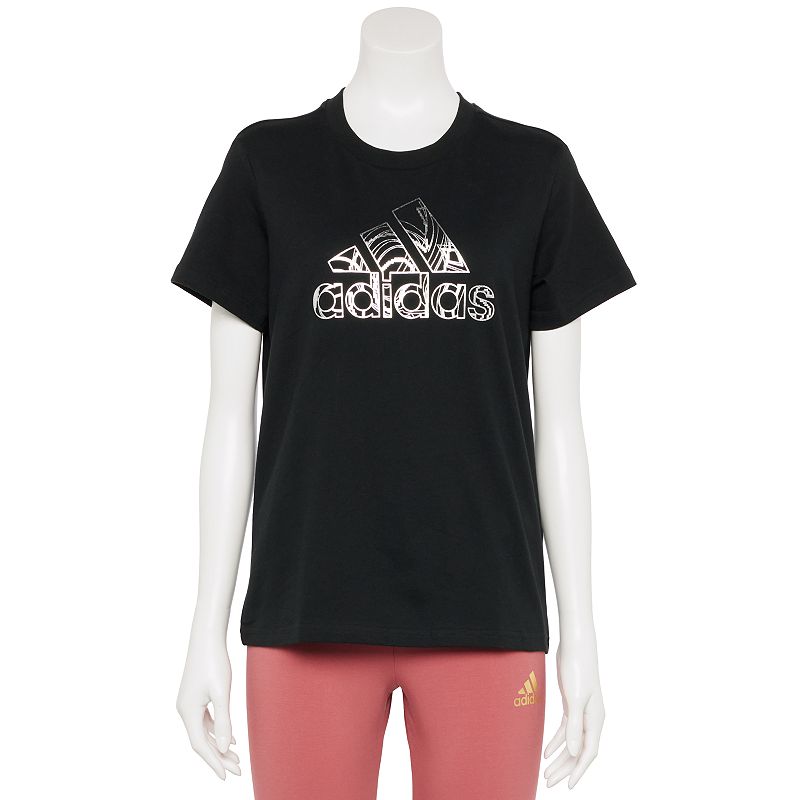 Womens adidas Holiday Graphic Tee, Size: Small, Black