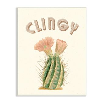 Stupell Home Decor Clingy Cactus Plaque Wall Art