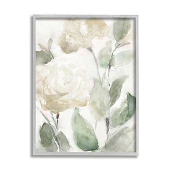 Stupell Home Decor Blooming White Roses Framed Wall Art