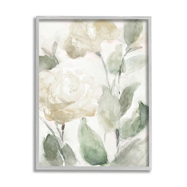Stupell Home Decor Blooming White Roses Framed Wall Art