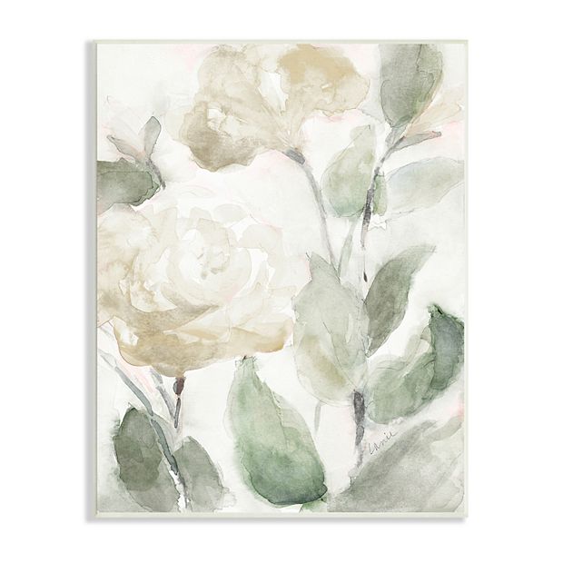 Stupell Home Decor White Roses Blooming Plaque Wall Art, Green, 13x19