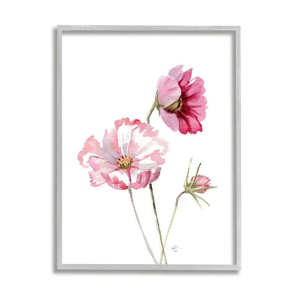 Stupell Home Decor Pink Cosmo Florals Watercolor Framed Wall Art