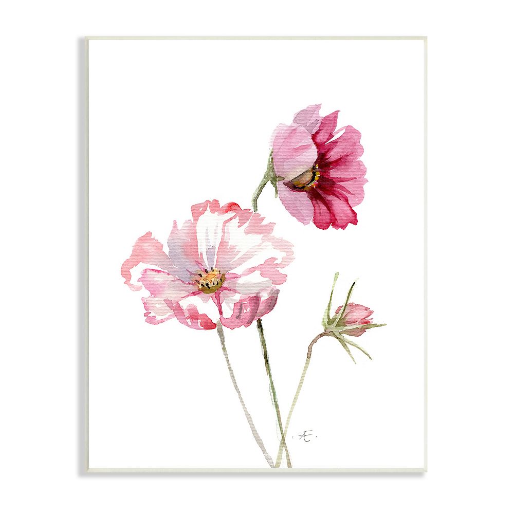 Stupell Home Decor Pink Cosmo Florals Floral Plaque Wall Art
