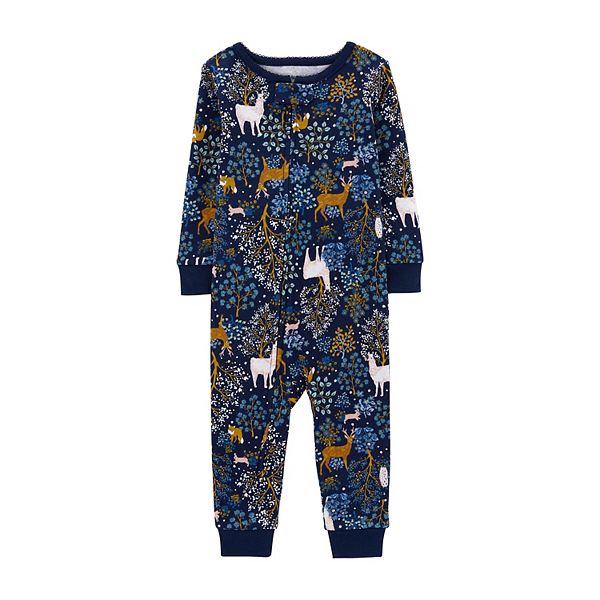 Baby Girl Carter's Deer Print OnePiece Footless Pajamas