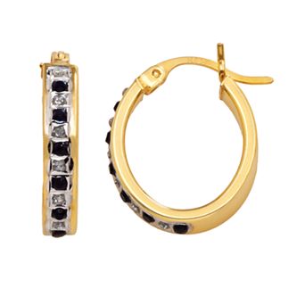 18k Gold-Over-Silver Sapphire Hoop Earrings