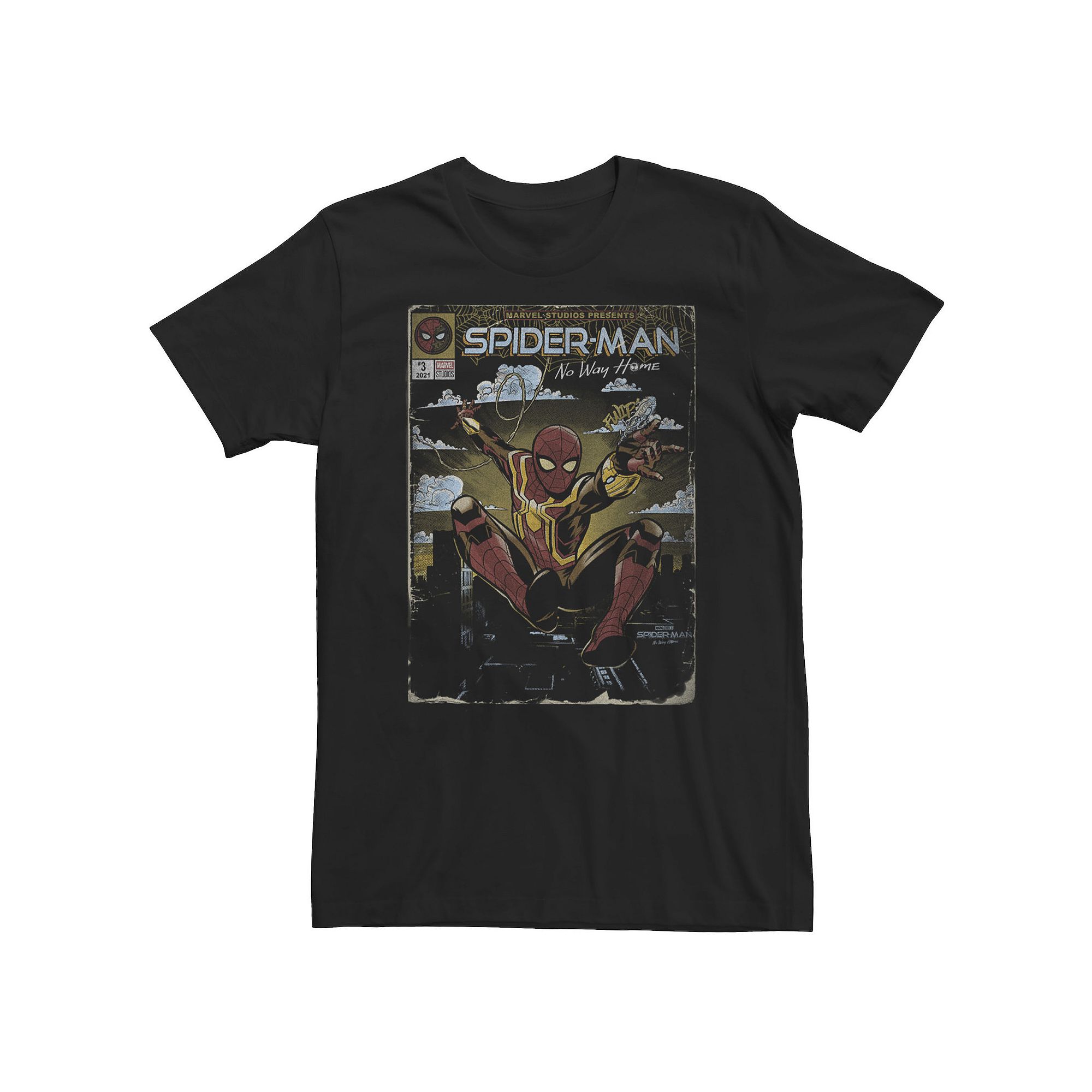Big & Tall Marvel Spider-Man No Way Home Distressed Comic Book Cover Tee, M