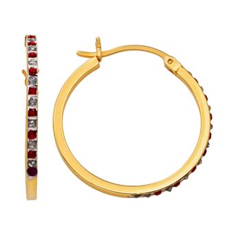 18k Gold-Over-Silver Ruby Hoop Earrings