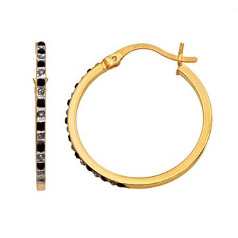 18k Gold-Over-Silver Sapphire Hoop Earrings