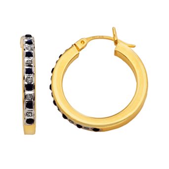 Diamond Mystique 18k Gold-Over-Silver Sapphire Hoop Earrings