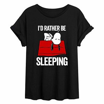 Juniors' Peanuts Snoopy "I'd Rather Be Sleeping" Oversized Tee