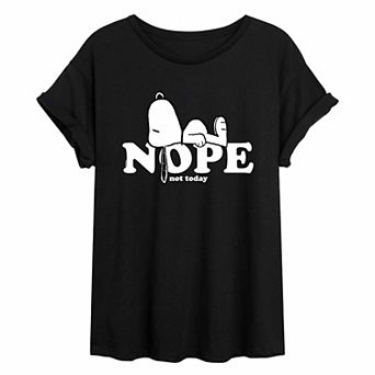 Juniors' Peanuts Snoopy Nope Oversized Tee