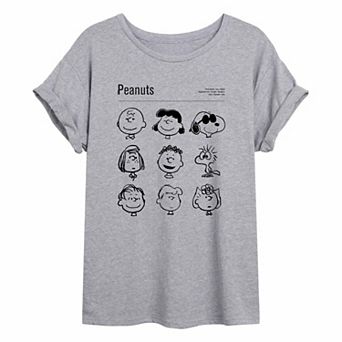 Juniors' Peanuts Characters Oversized Tee