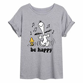 Juniors' Peanuts Be Happy Oversized Tee
