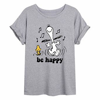 Juniors' Peanuts Be Happy Oversized Tee