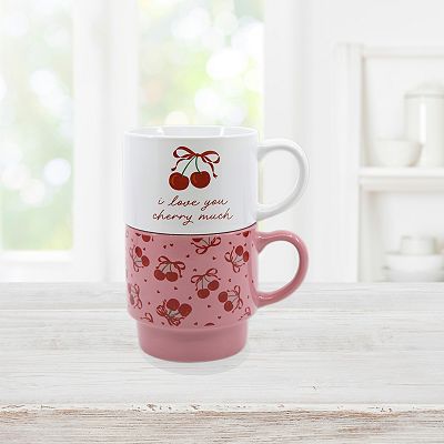 New View Gifts & Accessories 2-pc. Cherry Print Stacking Mugs Set