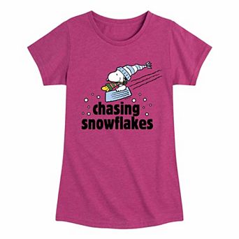 Girls 7-16 Peanuts Chasing Snowflakes Graphic Tee