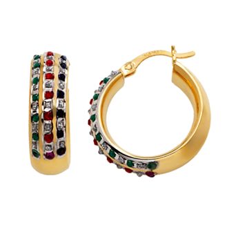 18k Gold-Over-Silver Gemstone Hoop Earrings