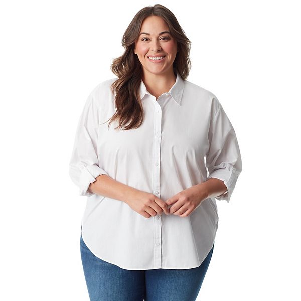 Plus Size Gloria Vanderbilt Amanda Button-Down Shirt - Vntg White (3X)