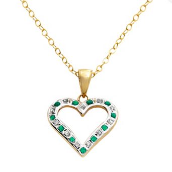 18k Gold-Over-Silver Emerald Heart Pendant