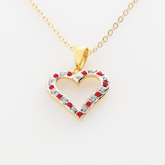 18k Gold-Over-Silver Ruby Heart Pendant