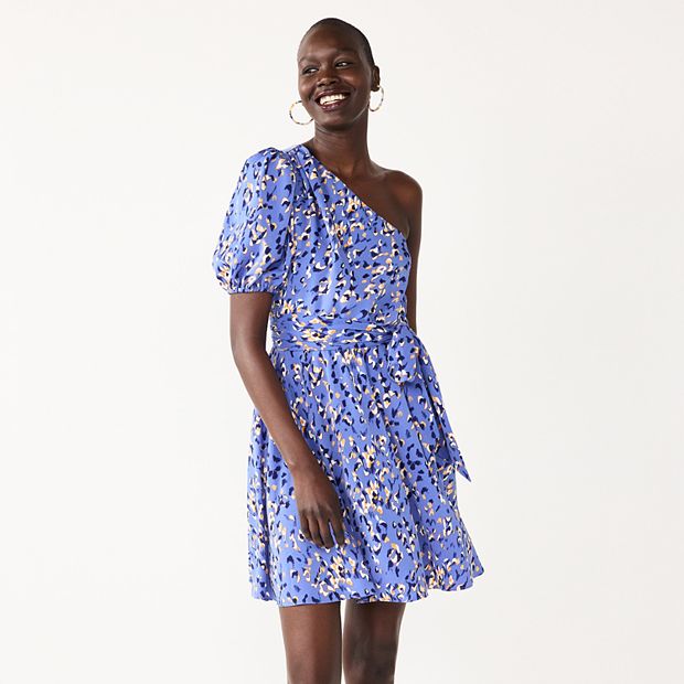 Women's Nine West One-Shoulder Fit-and-Flare Dress