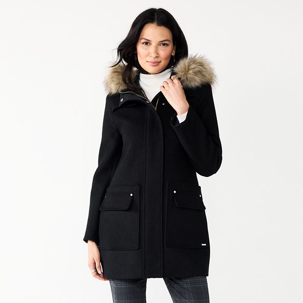 Duffle coat with faux fur hood hotsell