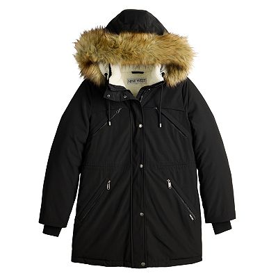 Women's Nine West Sherpa Trim Parka Coat