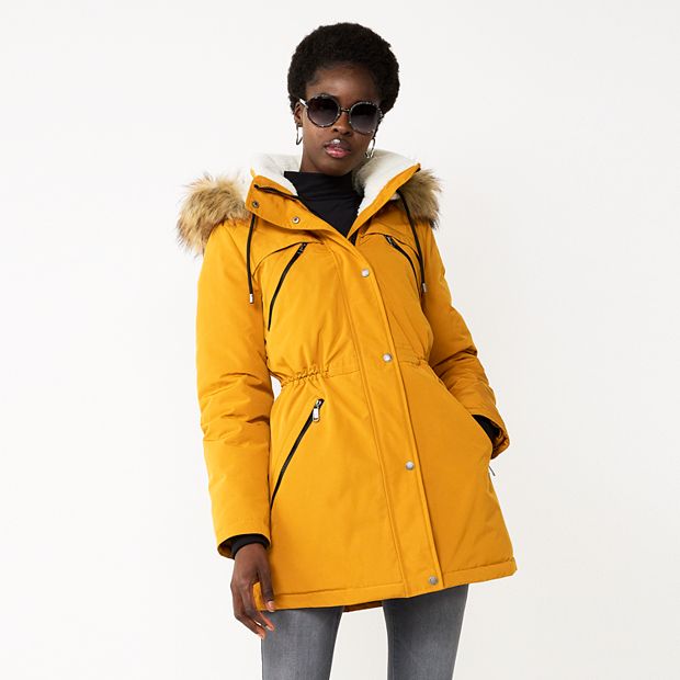 Women's Nine West Sherpa Trim Parka Coat