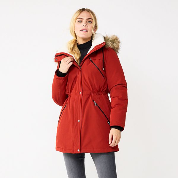 Women's Nine West Sherpa Trim Parka Coat