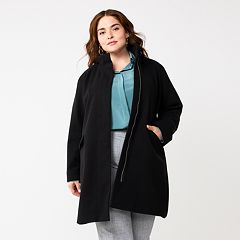 Womens Black Plus Wool & Wool Blend Coats & Jackets - Outerwear