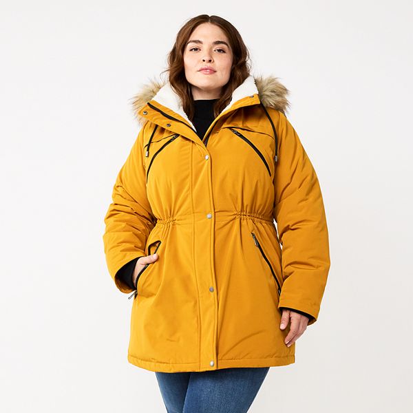 Plus Size Nine West Sherpa-Lined Parka Coat