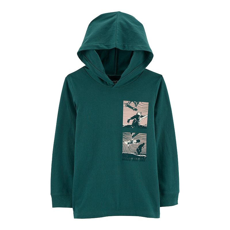 Boys 4-7 Carters Hooded Graphic Tee, Boys, Size: 10, Green