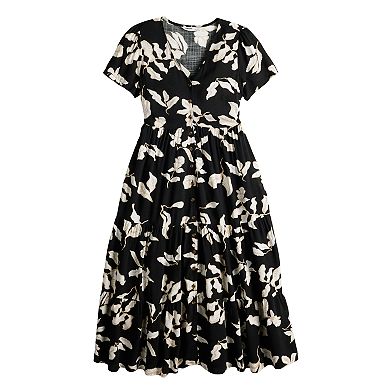 Women's Sonoma Goods For Life® Button Front Tiered Midi Dress