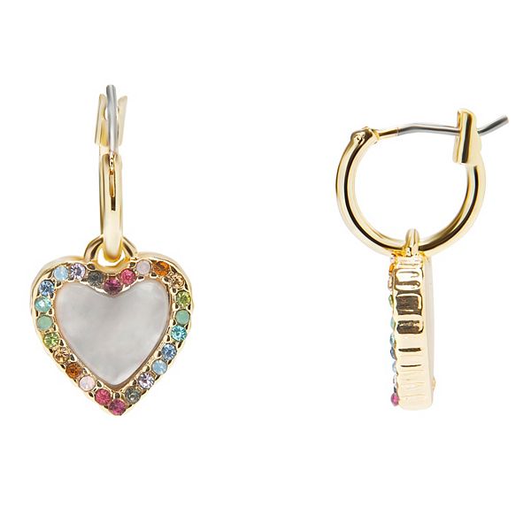 LC Lauren Conrad Rainbow Heart Hoop Drop Earrings