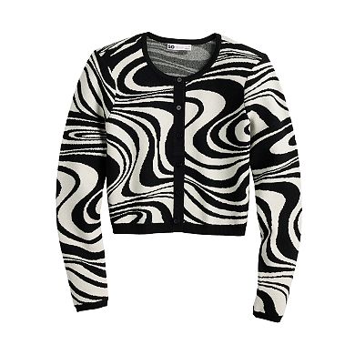 Juniors' SO® Cropped Swirled Cardigan