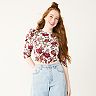Juniors' SO® Back-Tie Floral Cropped Top