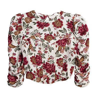 Juniors' SO® Back-Tie Floral Cropped Top