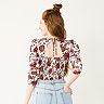 Juniors' SO® Back-Tie Floral Cropped Top