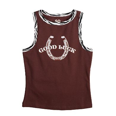 Juniors' SO® Western Cropped Graphic Tank
