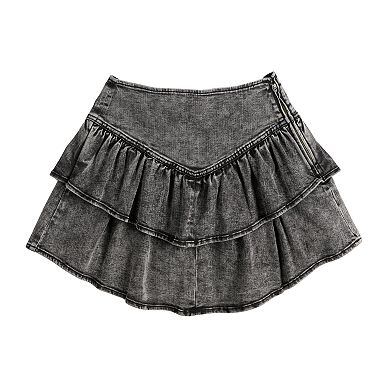 Juniors' SO® Tiered Ruffled Denim Mini Skirt
