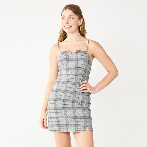 Juniors' SO® Front Notch Plaid Mini Dress