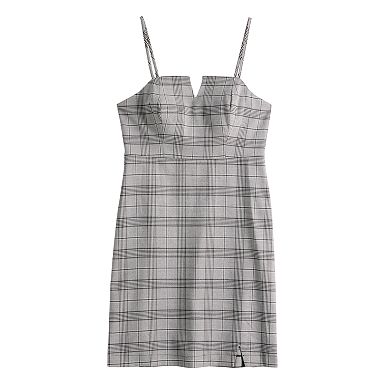 Juniors' SO® Front Notch Plaid Mini Dress