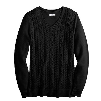 Women's Croft & Barrow® Classic V-Neck Cable Sweater
