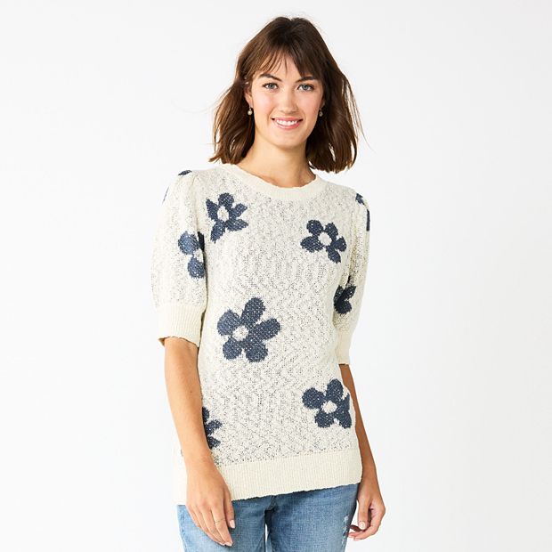 Women's Sonoma Goods For Life® Texted Flower Print Sweater