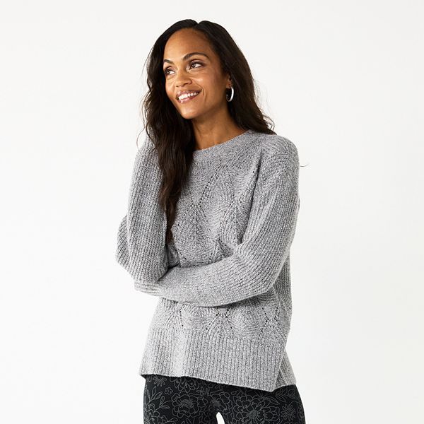 Women's Sonoma Goods For Life® Diamond Stitch Pullover Sweater - Gray (X SMALL)